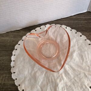 Vtg UV Reactive Pink Heart Glass Bowl